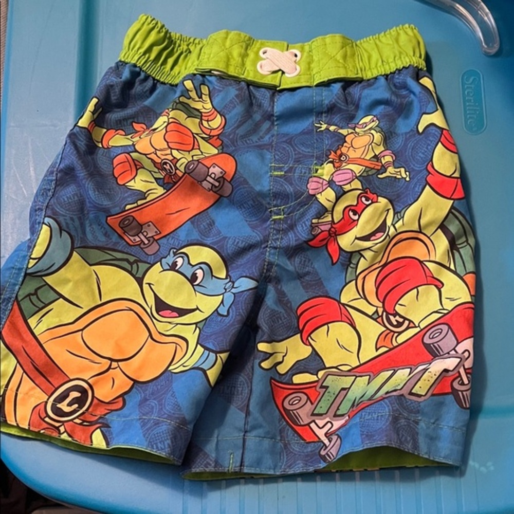 Kids Ninja Turtles Swim Shorts - Blue and Green
